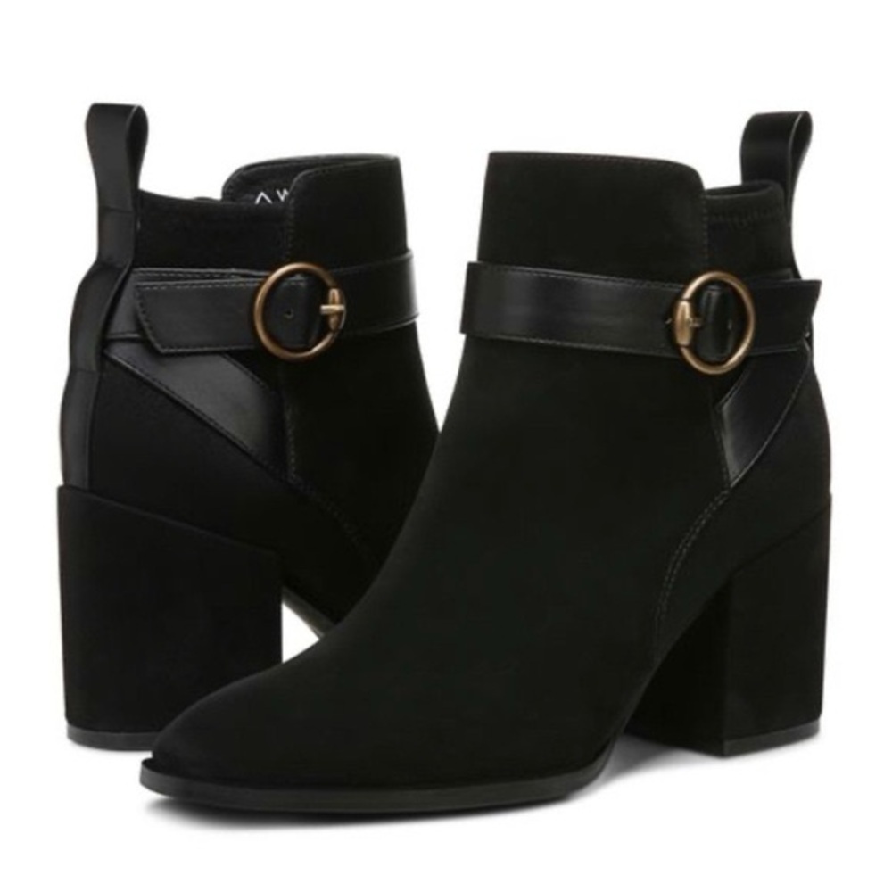 Vionic Tenley Side Zip Bootie Black Suede Water Repellent Size‎ 8.5